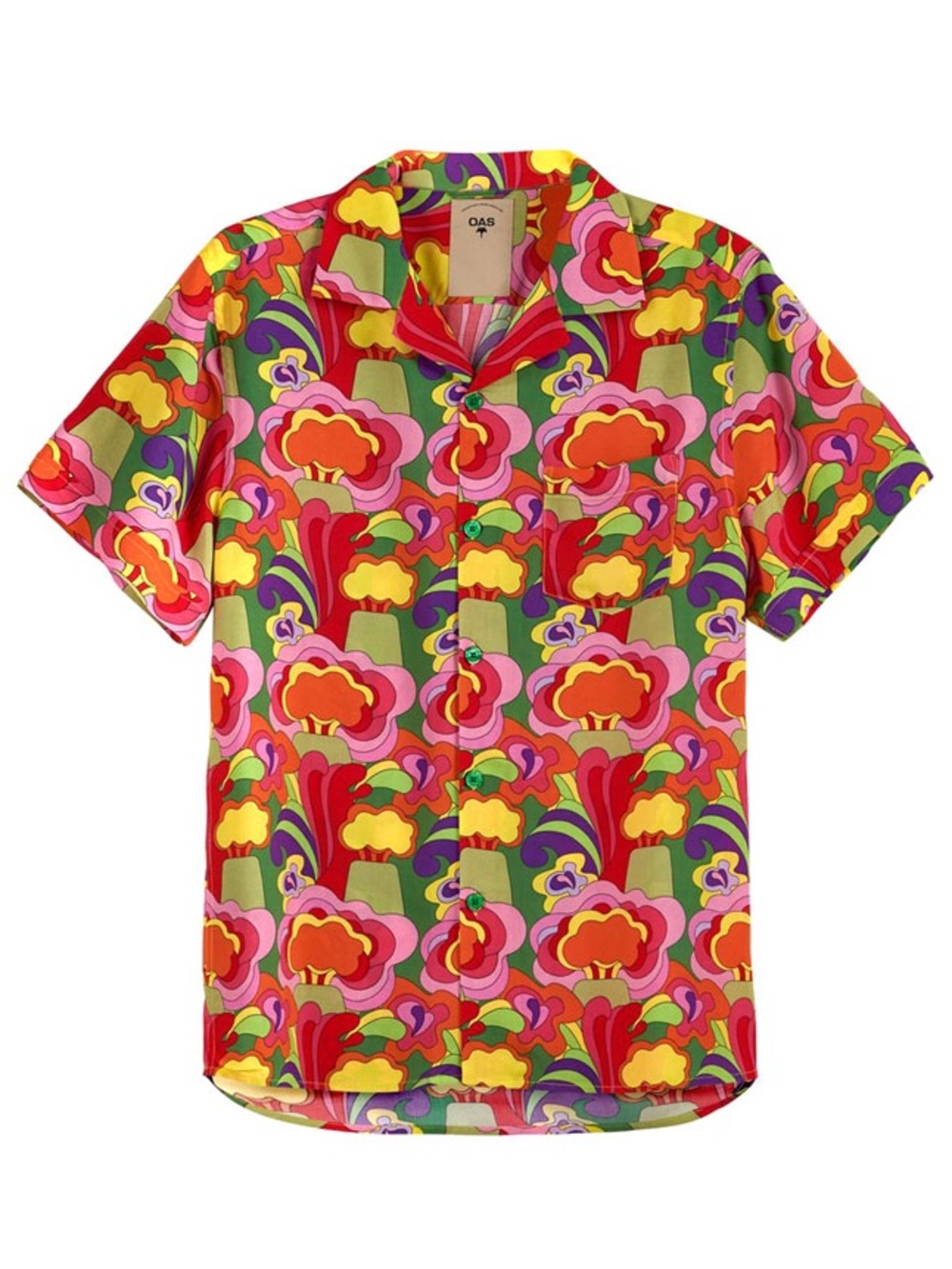 OAS The Cuba Shirt Button Up Mens Medium Hawaiian Resort Retro Print
